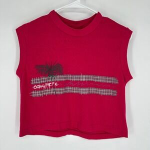 Vintage Ocean Pacific Op Pink Red Muscle Tee Tank Top 80s Made in USA Large